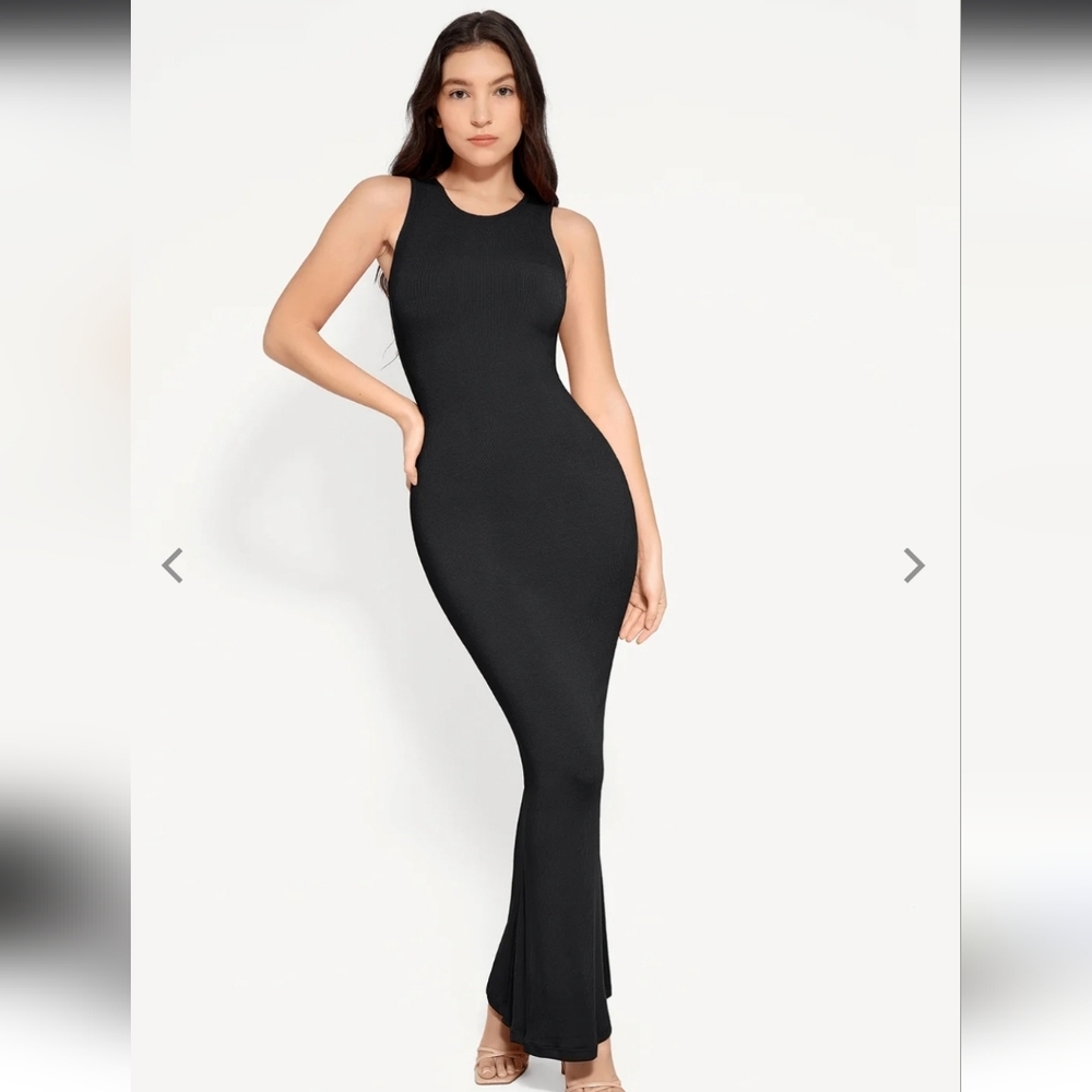 Popilush Shapewear Modal Sleeveless Crew Neck Slimming Black Maxi Dress XXL NWT